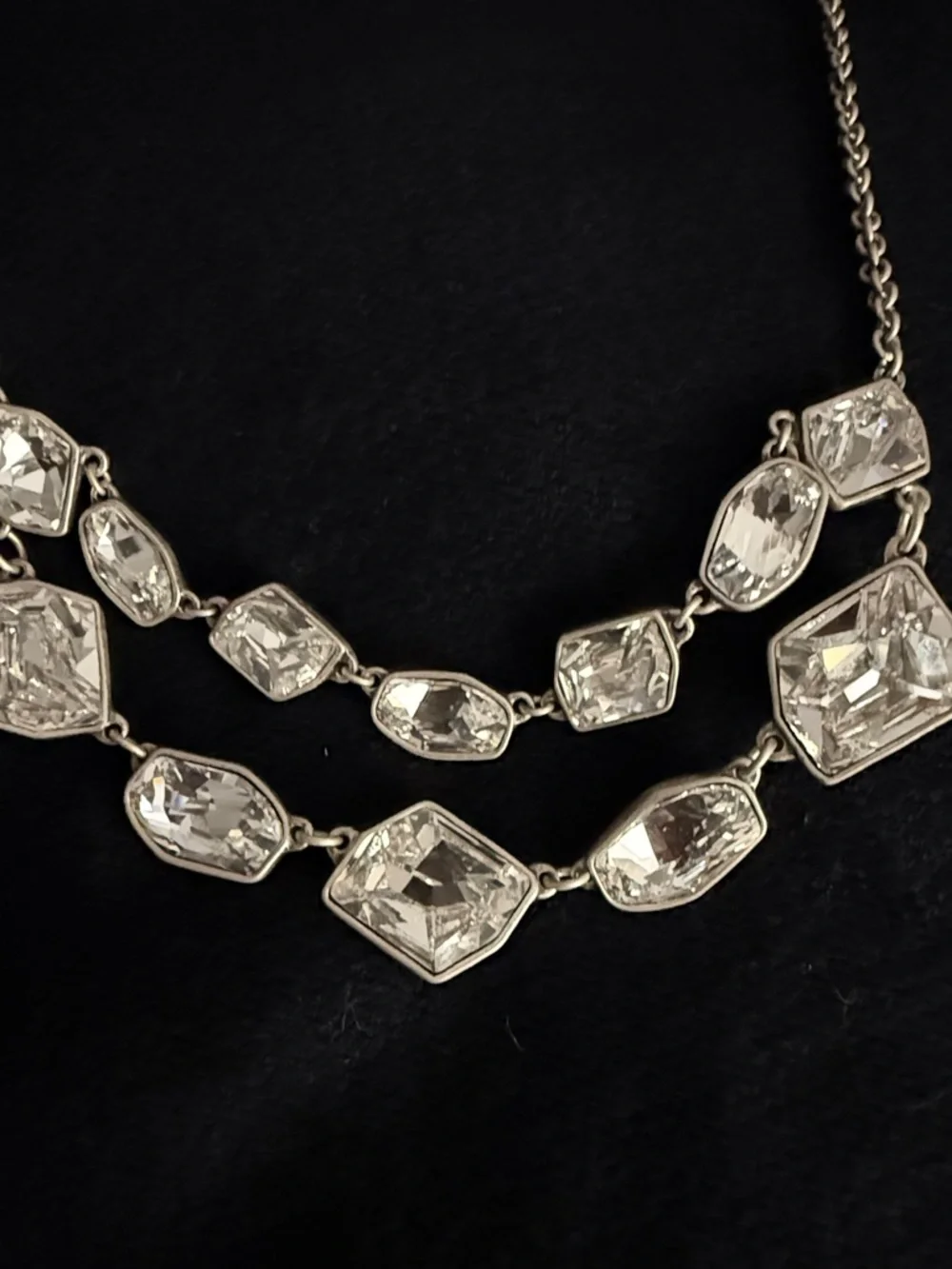 Touchstone Crystal Silver Clear Multi-Shaped Crystal Necklace - Picture 4 of 5